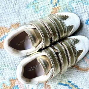 Gold Velcro Strap Sneakers